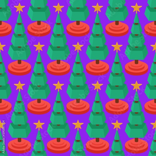 Seamless pattern with isometric christmas trees.