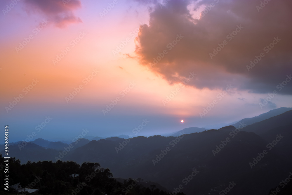 Vibrant sunset in Dharamshala