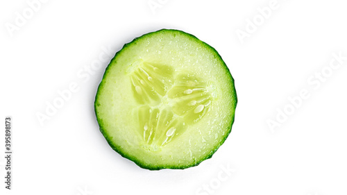 Fresh cucumber slices on white background. High quality photo
