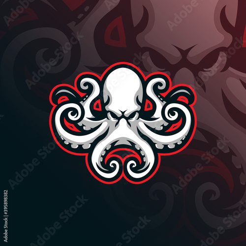 octopus mascot logo design vector with modern illustration concept style for badge, emblem and tshirt printing. octopus illustration.