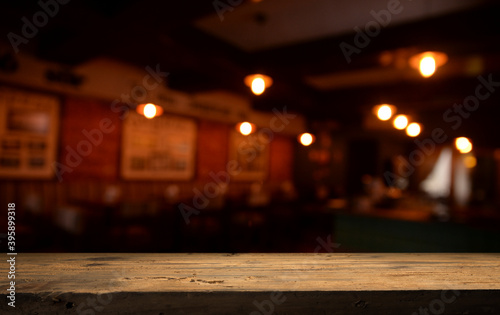 dark brown top of bar and free space for your glass