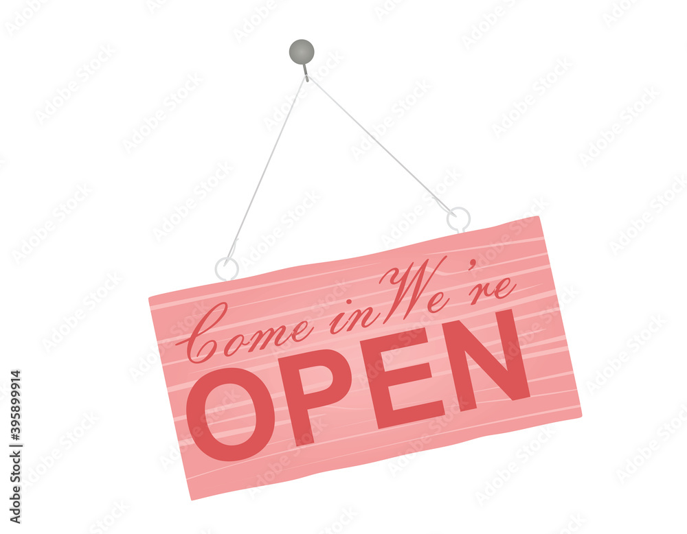 We are open hanging sign. vector illustration We are open hanging sign. vector illustration