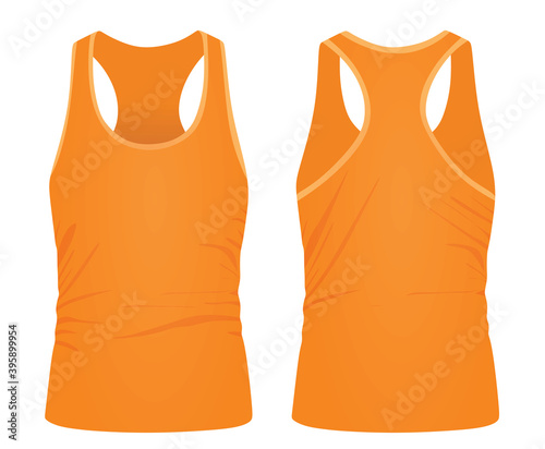 Orange sleeveless t shirt. vector illustration