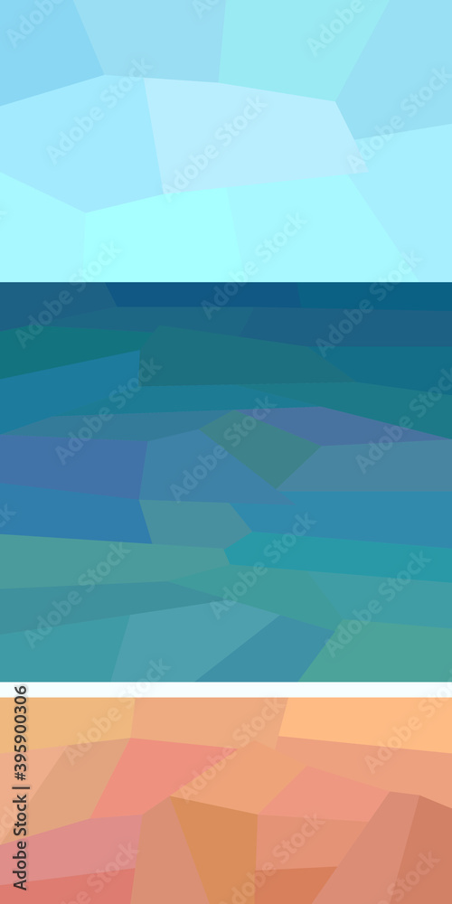 Low poly ocean view. Horizon, clear sky, beach, water. Vector illustration