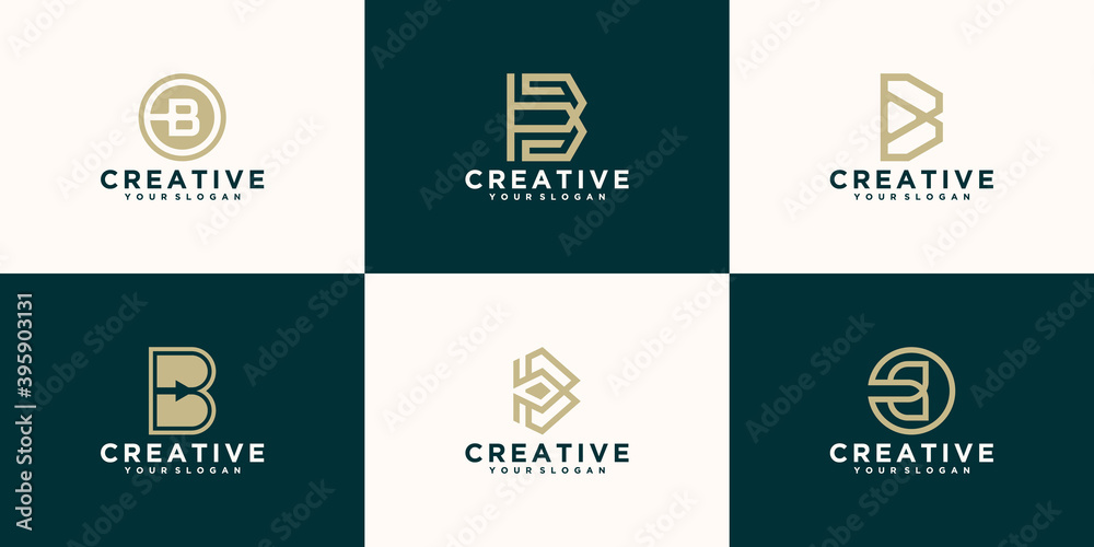 Set of creative lettermark monogram letter b logo design template.
