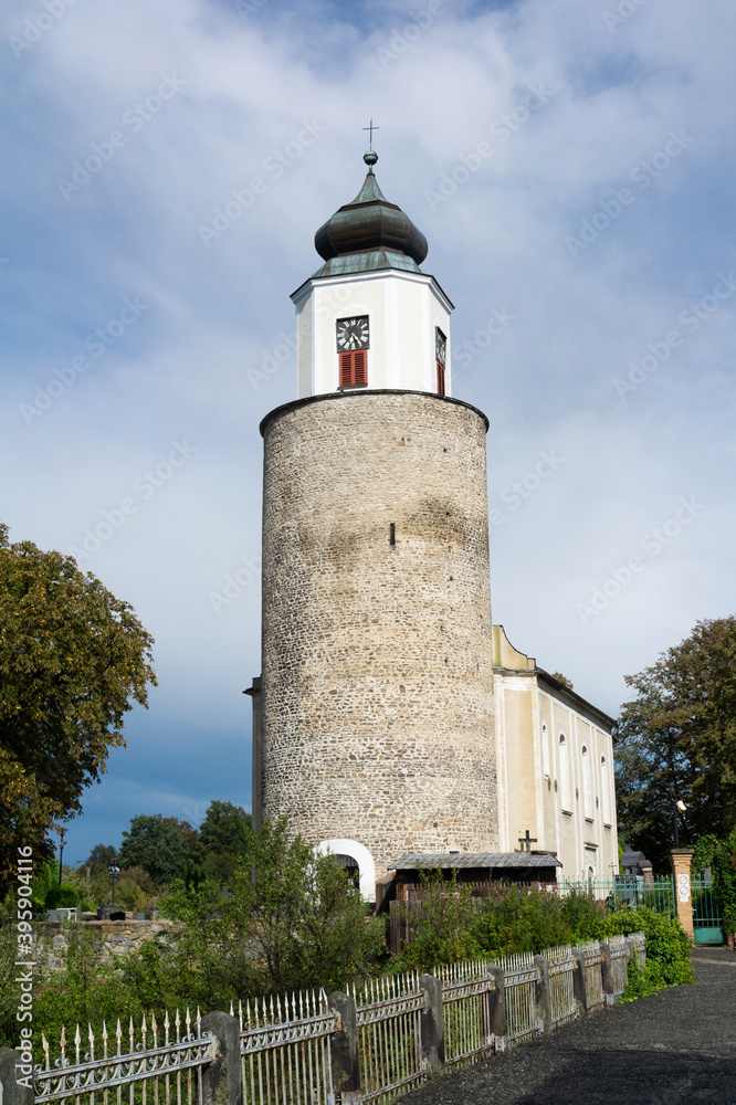 Church of saint Joseph, Zulova, Czech Republic / Czechia - sacral and religious landmark and monument. Historical bell tower