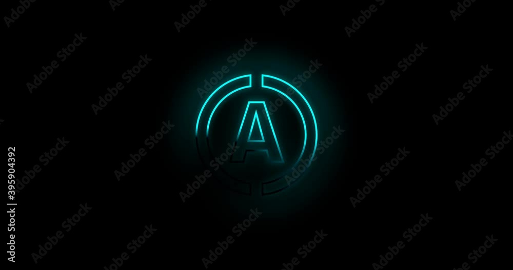 Letter A logo Blue color neon light effect 4k footage Letter A logo Blue color neon light effect 4k footage