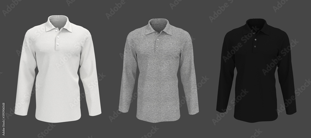 Blank collared shirt mockup, tee design presentation for print, 3d rendering, 3d illustration Blank collared shirt mockup, tee design presentation for print, 3d rendering, 3d illustration