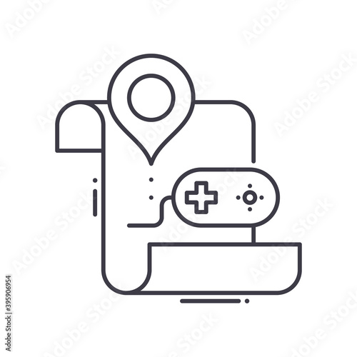 Game guide icon, linear isolated illustration, thin line vector, web design sign, outline concept symbol with editable stroke on white background.
