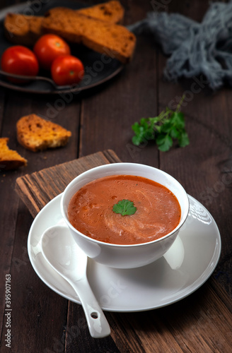  creamy tomato soup served in a bowl