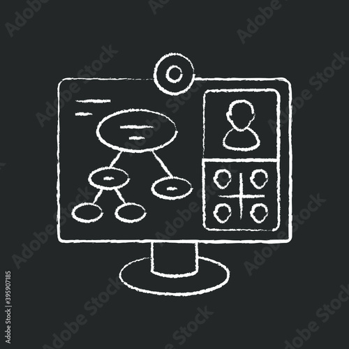 Webinar chalk icon broadcast scheme