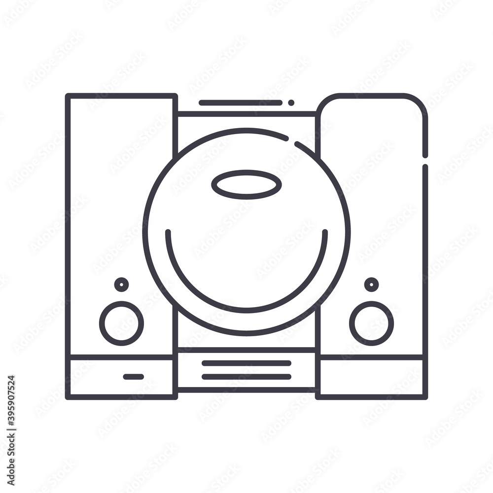 Fototapeta premium Game console icon, linear isolated illustration, thin line vector, web design sign, outline concept symbol with editable stroke on white background.