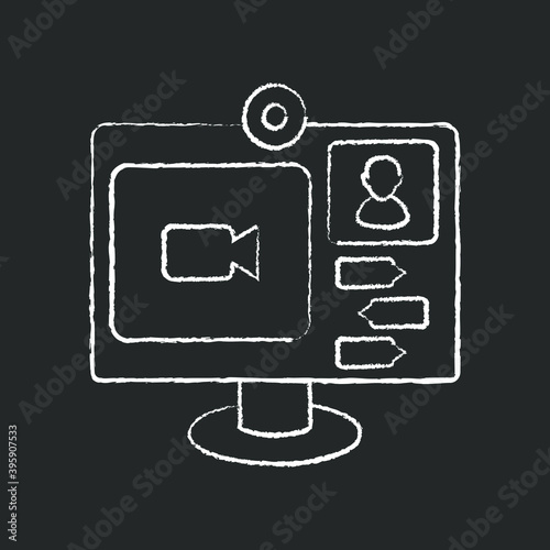 video broadcast webinar chalk icon