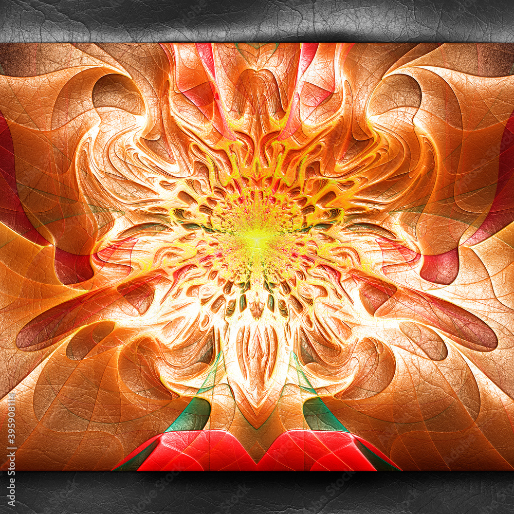 Obraz premium 3D rendering of plastic background with embossed fractal on leather