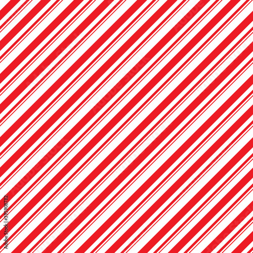 Stripes candy cane seamless pattern. Diagonal straight lines christmas background. Red and white peppermint wrapping paper. Simple trendy backdrop illustration.