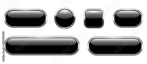 Black shiny buttons set, gl...