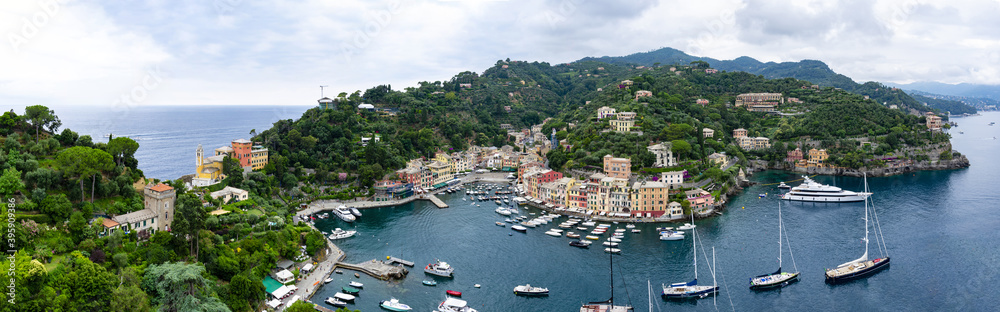 Italy, Liguria, Portofino - 3 July 2020 - Overview of the beautiful Portofino