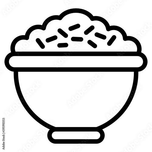 
Rice bowl, icon design of boiled rice 

