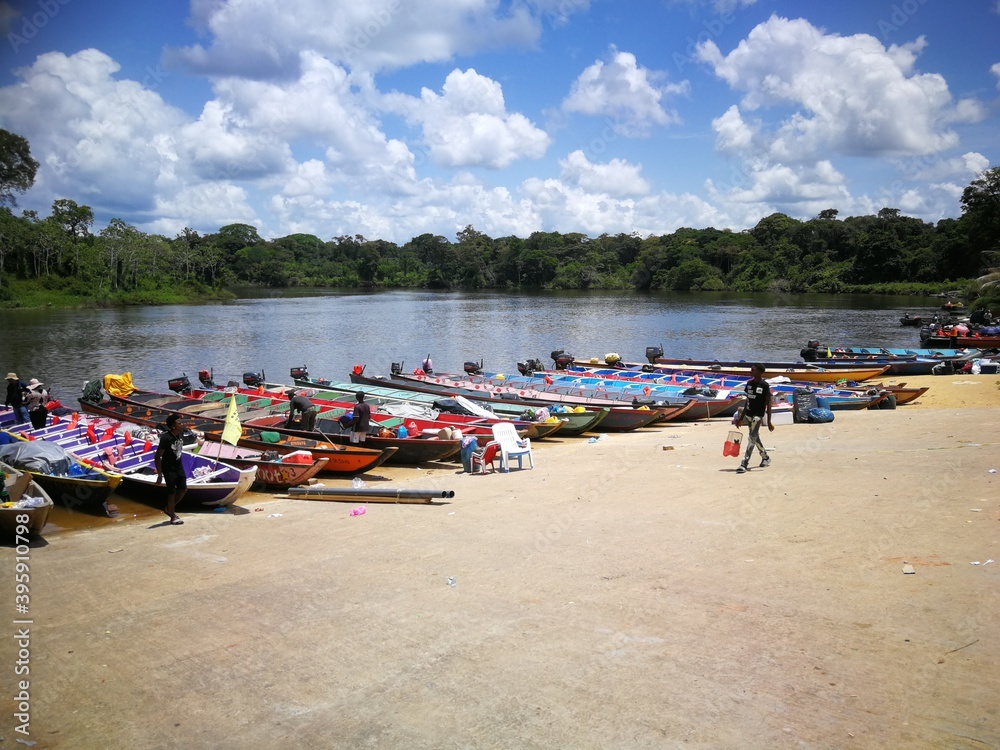 Fototapeta premium Canoe at the Amazon jungle