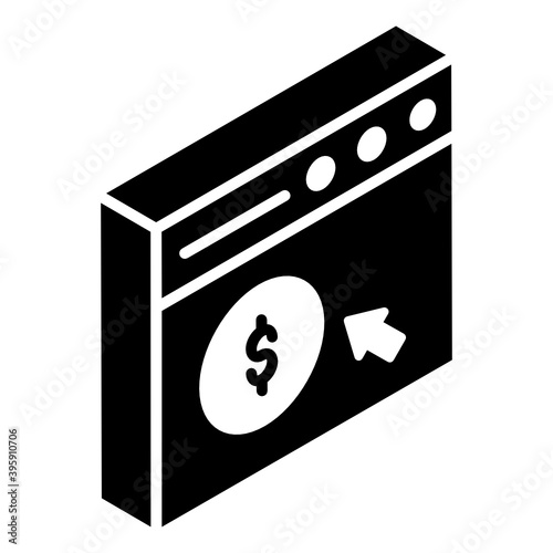 
Pay per click in glyph isometric icon 
