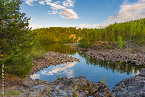 Fototapeta Naklejka Na Ścianę i Meble -  The remains of the most ancient paleo volcano Girvas in Russian Karelia