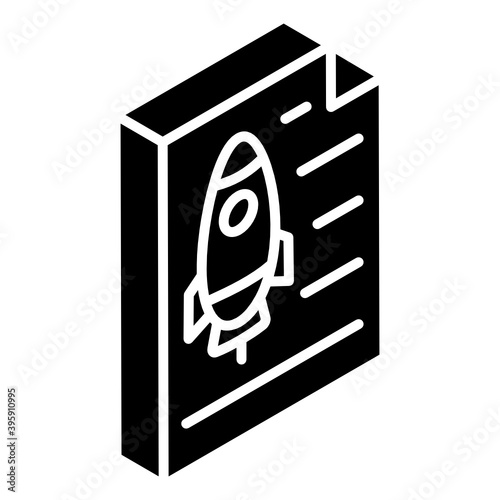 
Project launch in glyph isometric icon 
