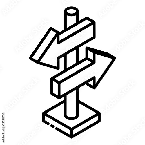 
Indication glyph isometric icon, direction board 
