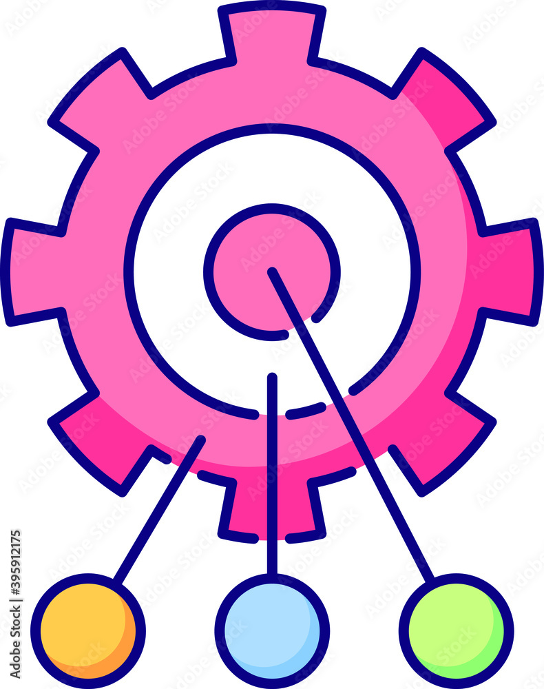 a gear consisting of three parts, color icon a gear consisting of three parts, color icon