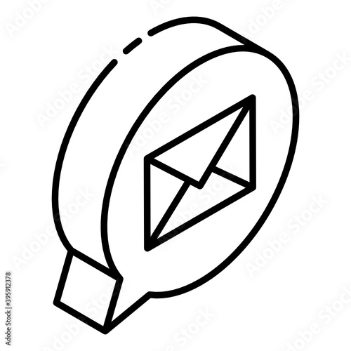 
Mail glyph isometric icon, message delivery 
