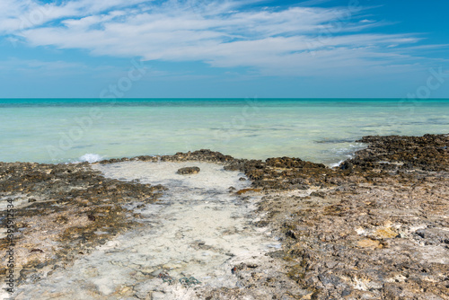 Beautiful rocky beach, Fuwairit Doha, Qatar. photo