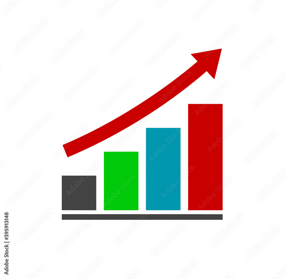 Colored flat icon of uptrend diagram isolated on white background Colored flat icon of uptrend diagram isolated on white background