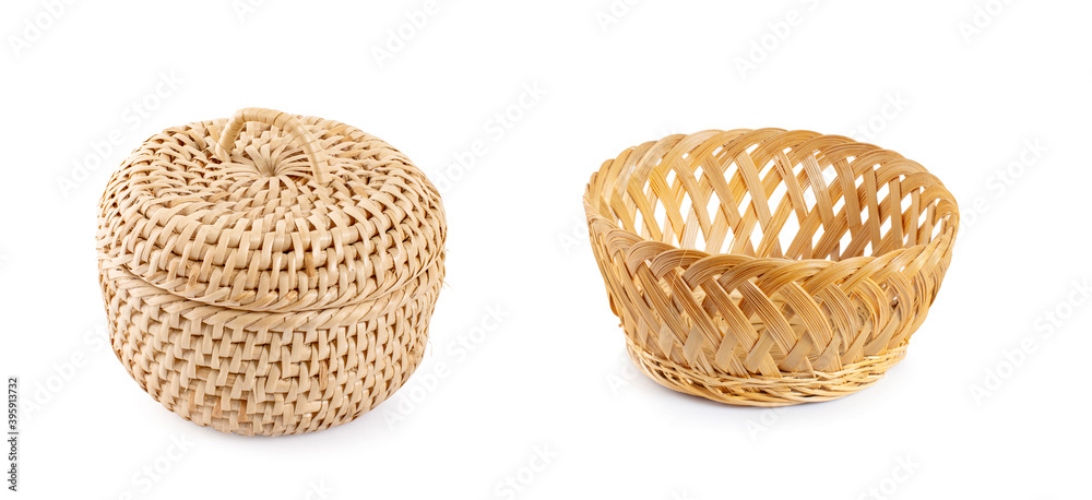 Wicker basket an isolated on white background