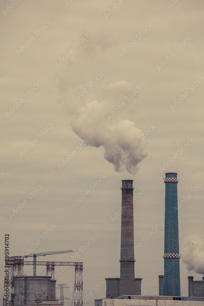 Factory chimneys with smoke