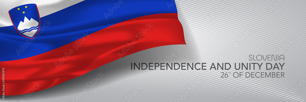 Slovenia independence and unity day vector banner, greeting card