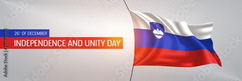 Slovenia happy independence and unity day greeting card, banner vector illustration