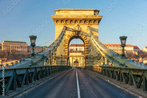 Széchenyi Chain Bridge and area in Budapest