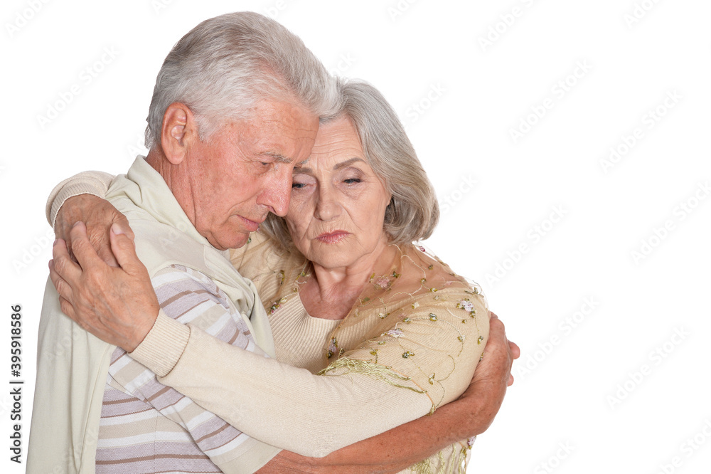 Sad senior couple isolated on white background Sad senior couple isolated on white background