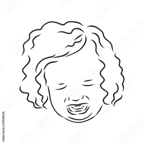 Fototapeta Naklejka Na Ścianę i Meble -  Doodle style crying baby or newborn illustration in vector format. crying baby vector sketch illustration