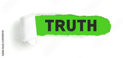 Foto Hole in white paper with torns edges - Truth