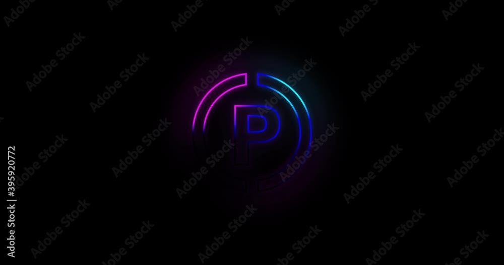 Letter P logo Blue and pink neon light effect 4k footage