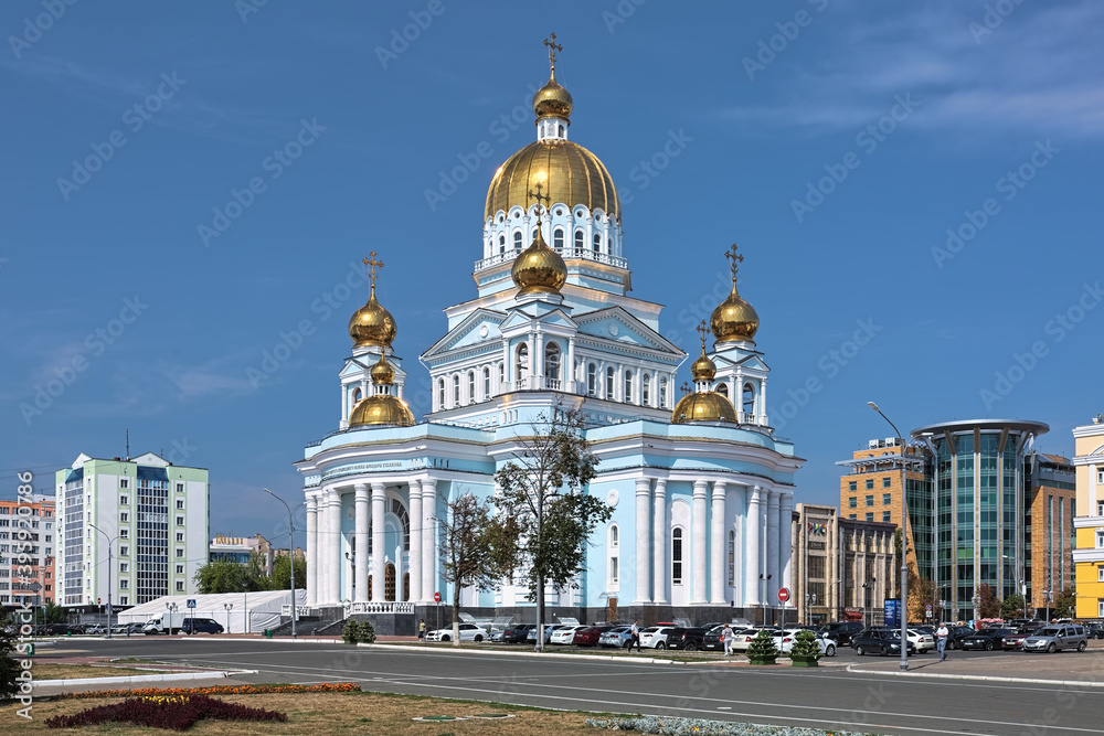 Cathedral of St. Theodore Ushakov in Saransk, Russia. It is named for Russian saint and admiral Fyodor Ushakov.