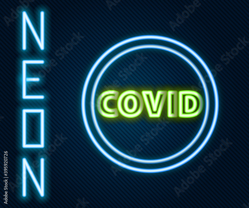 Glowing neon line Corona virus covid-19 icon isolated on black background. Bacteria and germs, cell cancer, microbe, fungi. Colorful outline concept. Vector Illustration.