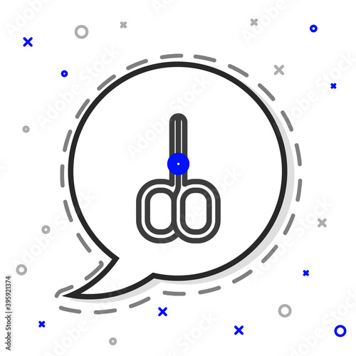 Line Nail scissors cuticle cut beauty salon icon isolated on white background. Cosmetic scissors for manicure. Colorful outline concept. Vector.