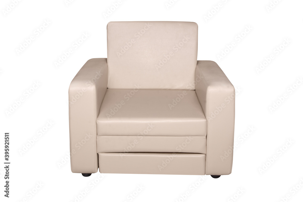 front view of light white leather armchair furniture isolated on white background front view of light white leather armchair furniture isolated on white background