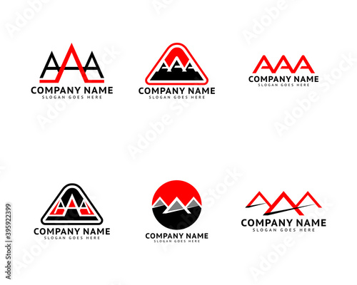 Set of Initial Letter AAA Logo Icon Design Template