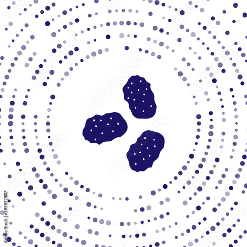 Blue Chicken nuggets icon isolated on white background. Abstract circle random dots. Vector Illustration.
