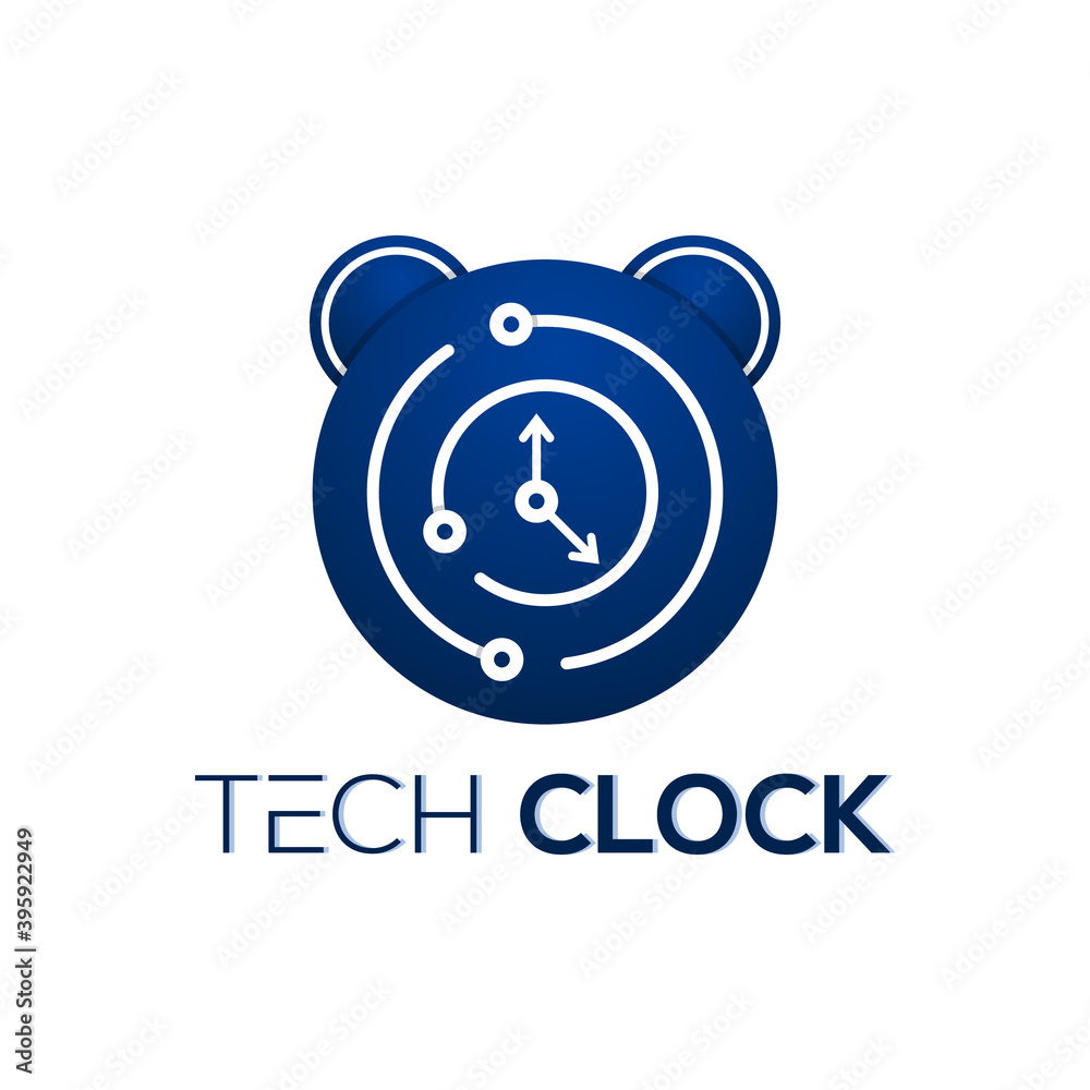 Tech watch vector logo template. This design uses wall clock symbols