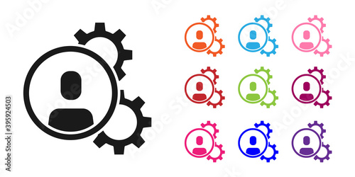 Black Head hunting icon isolated on white background. Business target or Employment sign. Human resource and recruitment for business. Set icons colorful. Vector.