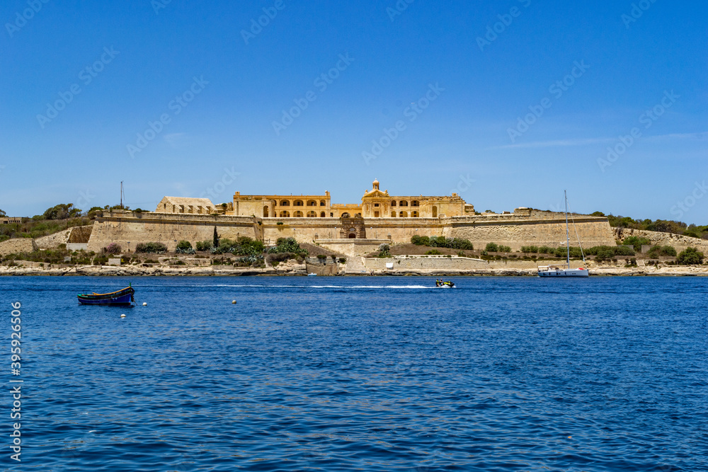  Fort Manoel is a 18th century star fort built by the Order of Saint John in Marsamxett Harbour, Malta.