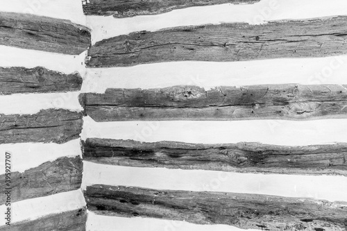 Historic log cabin interior wall